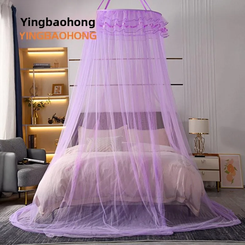 Princess Style Mosquito Net Hanging Dome No Installation Required Breathable Nylon Top for Bedroom Use Universal Bed Size
