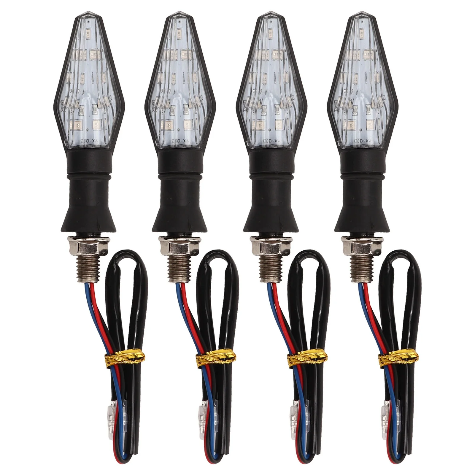 4Pcs Motorbike Dual Color LED Turn Signal Lights 12V Yellow Light Blue Light Universal for Motorcycle
