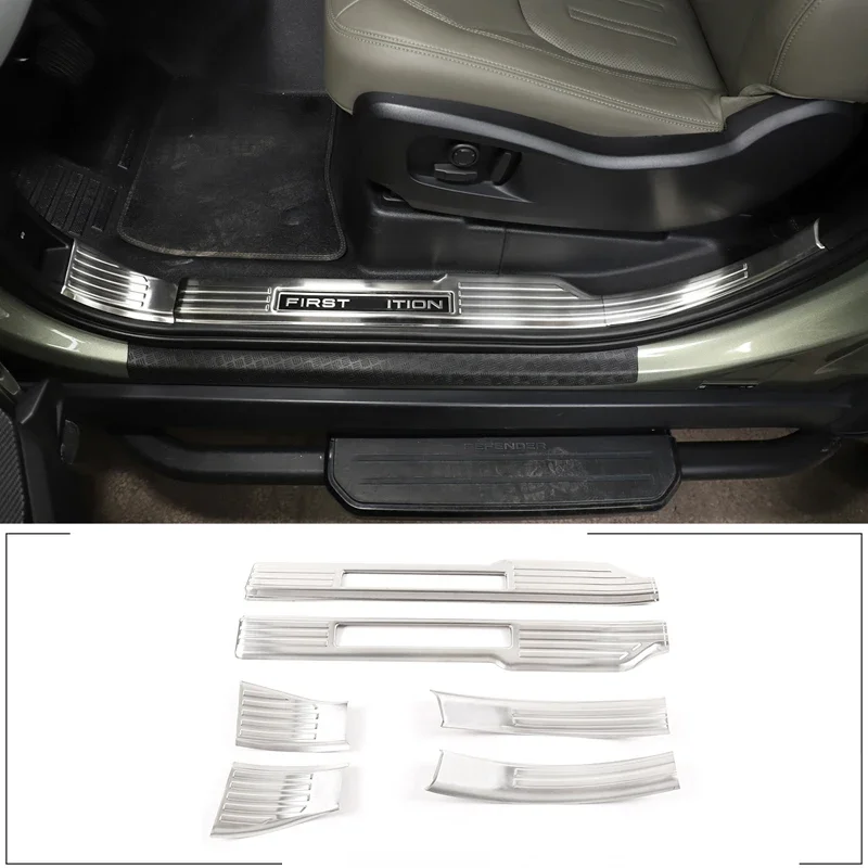 

Для Land Rover Defender 90 2020-2024 детали интерьера, внутренняя полоса из нержавеющей стали, накладка на порог, отделка педали, автомобильные аксессуары