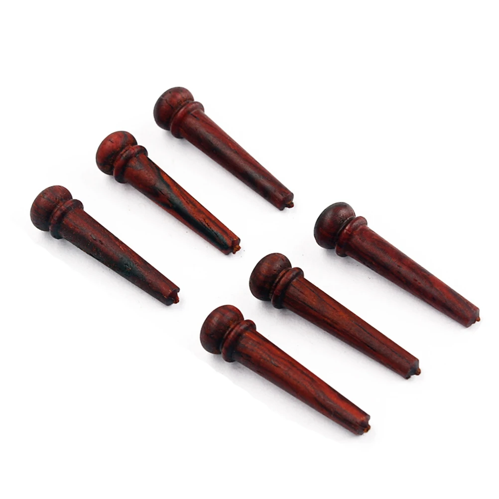 

6 pcs Rosewood Guitar Bridge Pins Natural Wood Acoustic String Pegs Replacement End Pins For Folk Instruments Accessories