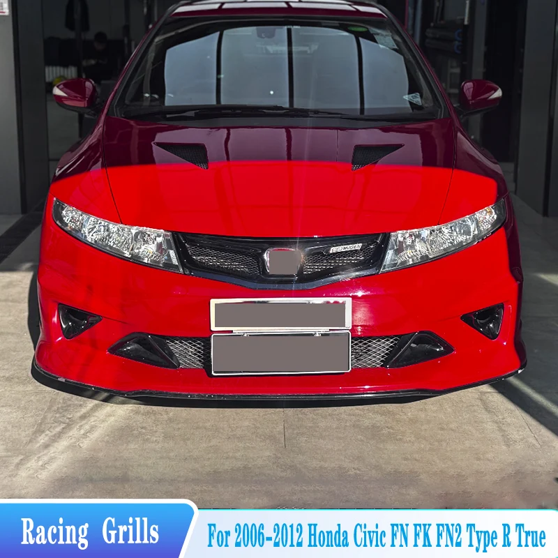 For 2006-2012 Honda Civic FN FK FN2 TYPE R Car Front Grille Mugen Style Racing Grills Car Exterior Tuning Trim Body Kit Retrofit