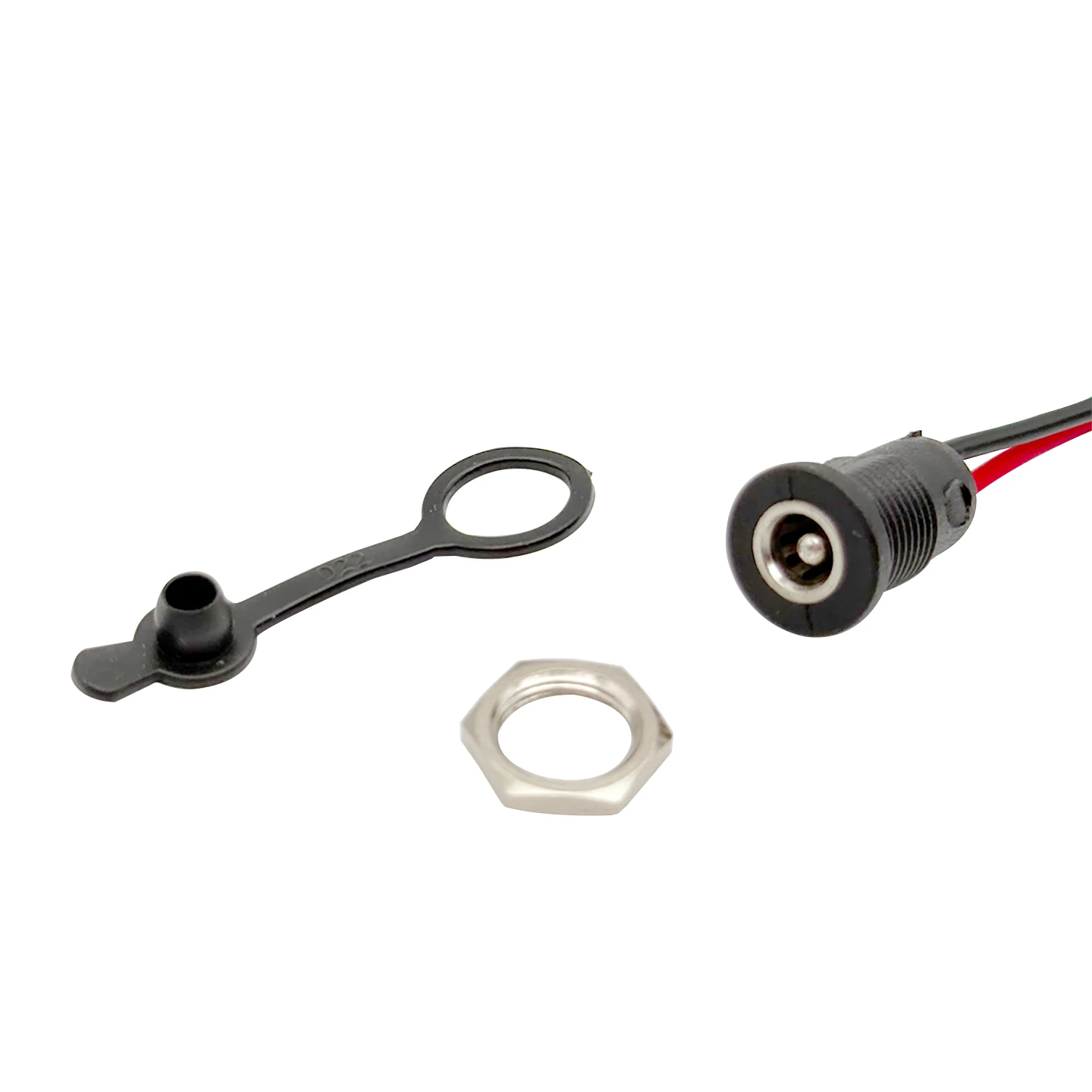 5 Stück 10 A Hochstrom-Gleichstromsteckdose 5,5 x 2,1 mm/5,5 x 2,5 mm Panel-Mount-Stecker mit wasserdichter Kappe und 15 cm Draht – Detail 5