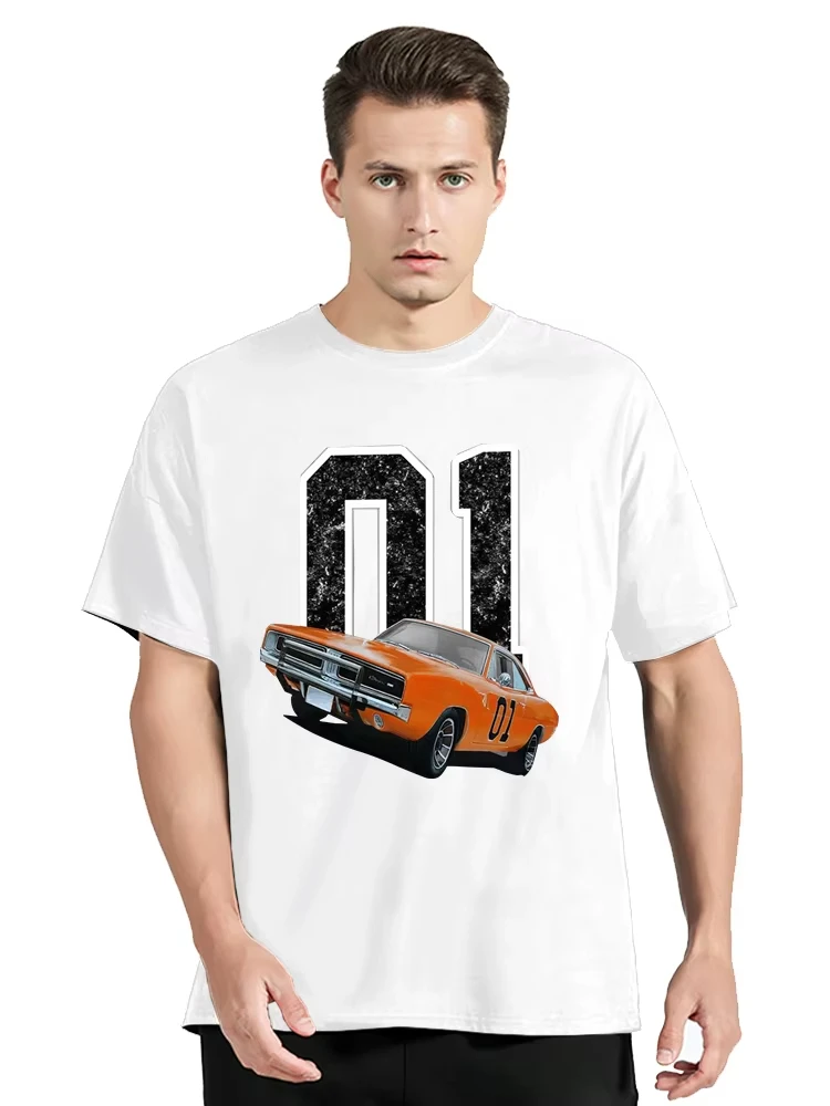 General Lee Charger Paul Kuras Man T-shirt Car Moto Tees Oversized Cotton Tshirt Casual Streetwear Tops Fitness Graphic T Shirt