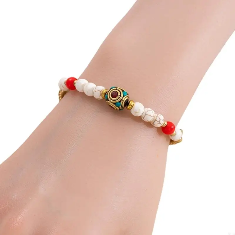 2026 New Handwoven Nepalese Bracelet With Adjustable Alloy Closure And Colorful Acrylic Beads In Traditional Tibetan Design