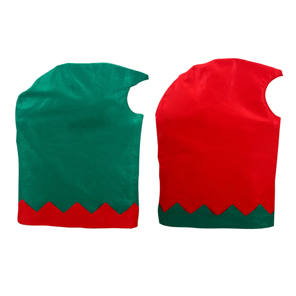 

2Pcs Christmas Chair Covers Seat Back Slipcover Non-Woven Fabric Dining Chair Protector Red Green Festive Decoration
