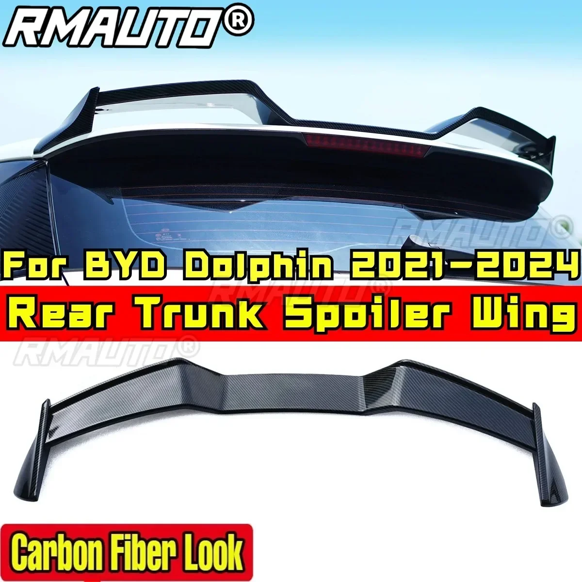 

For BYD Dolphin 2021-2024 Body Kit Rear Roof Spoiler Carbon Fiber Look DC Style Rear Roof Wing Rear Spoiler Car Accessories