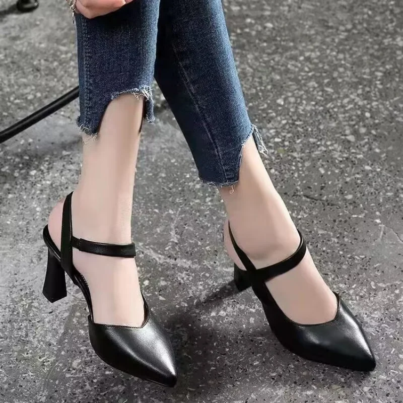 2023 Hot Sale Shoes for Women Slingbacks Women\'s High Heels Summer Office Pumps Women Slip-on Pointed Toe Closed Toe Sandals