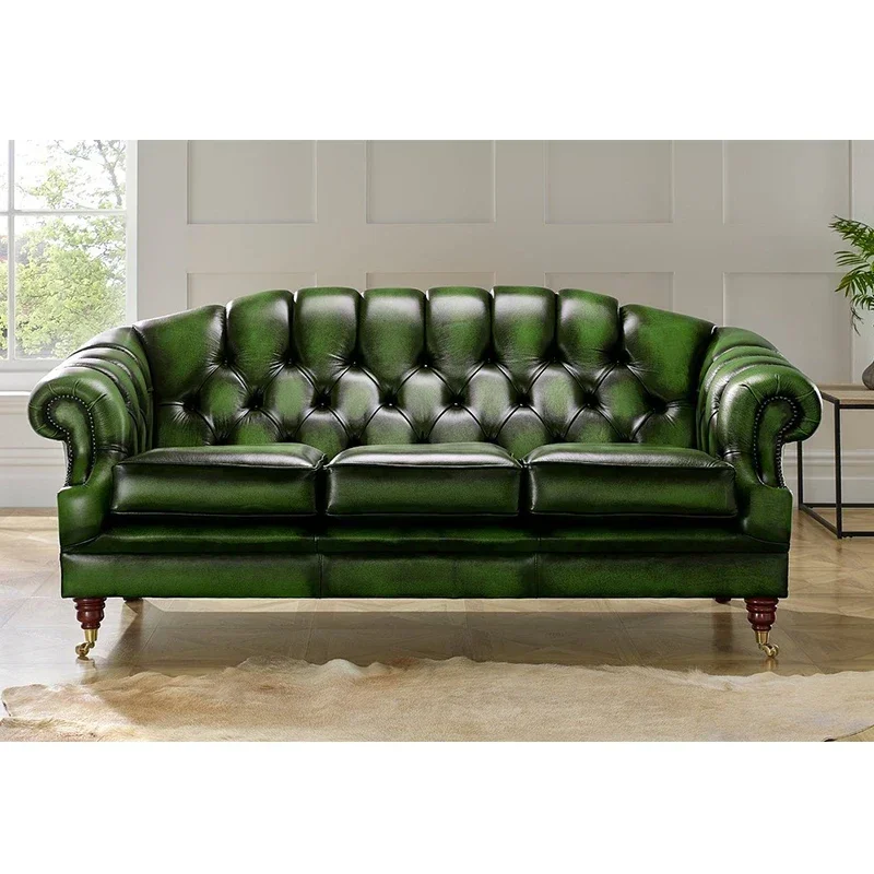 

# l Brown Luxury Genuine Modern Leather Sofa