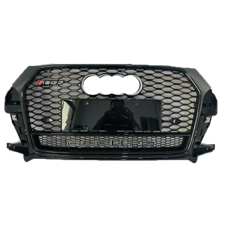 

For RSQ3 Style Front Bumper Middle Grille for Q3 2016 2017 2018 Chrome Black Silver ABS Car Accessories