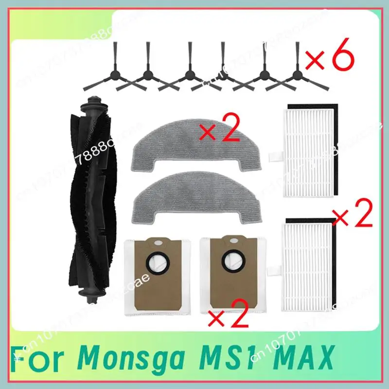 A26P 13 Uds para MONSGA MS1 MAX cepillo principal Cepillo Lateral bolsa de polvo paño de mopa Kit accesorios de Robot aspirador