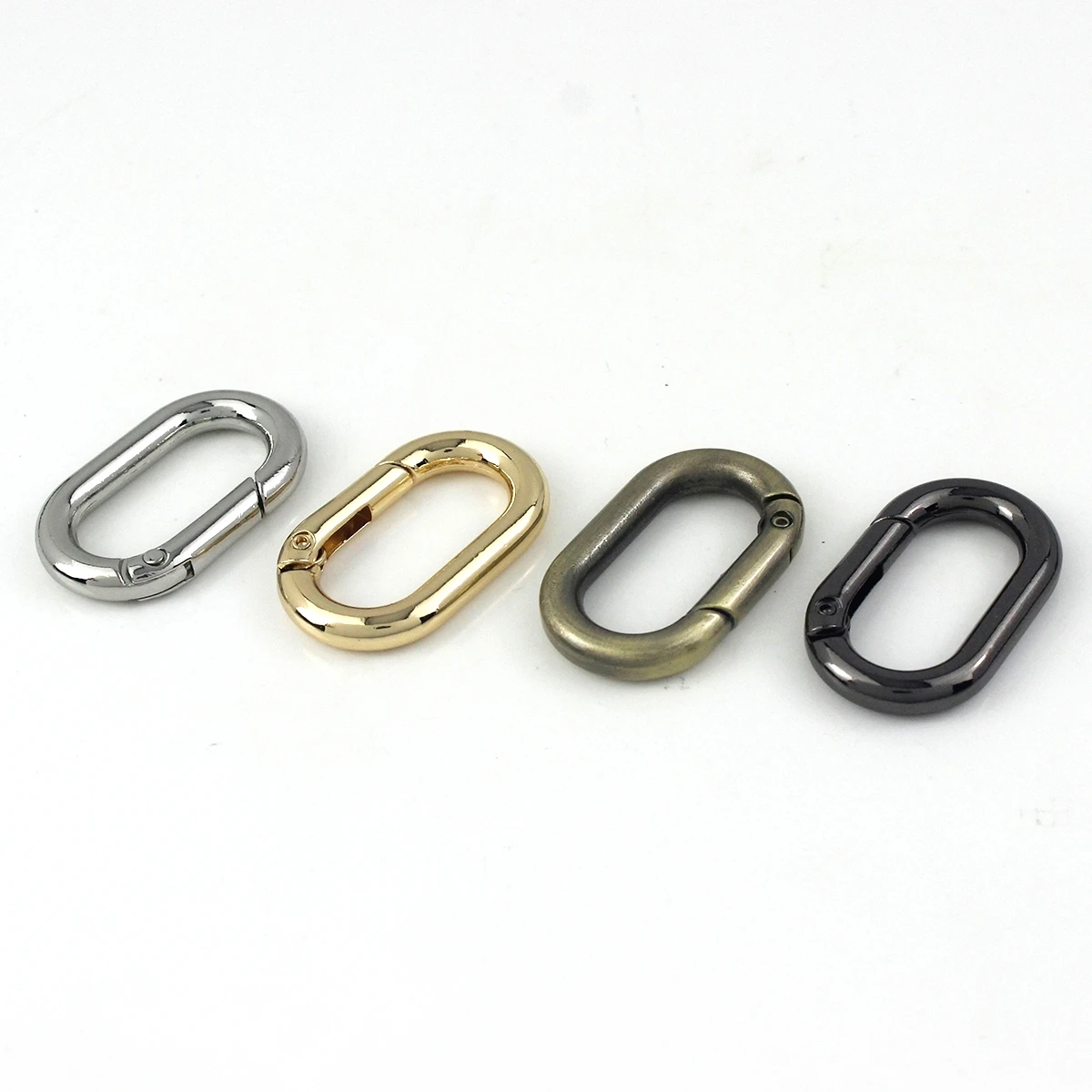 1pcs Metal Oval Ring Snap Hook Spring Gate Trigger Clasps Clips for Leather Craft Belt Strap Webbing Keychain Hooks