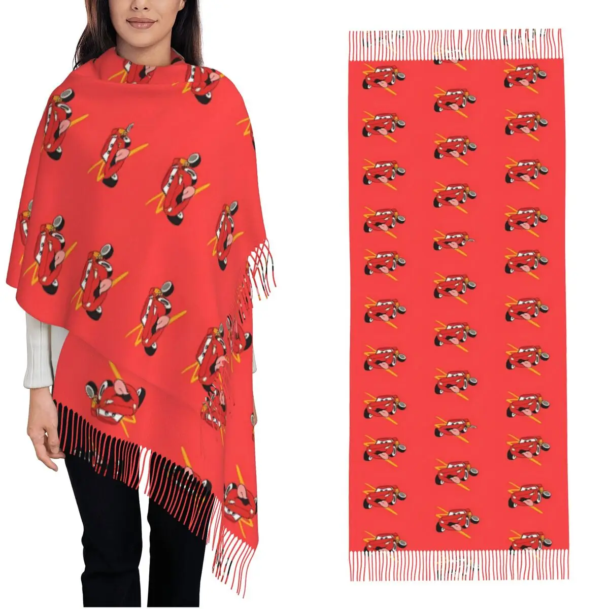 Lightning Mcqueen Sjaals Wraps Dames Winter Warm Grote Zachte Sjaal Halsdoek Sjaal Sjaals