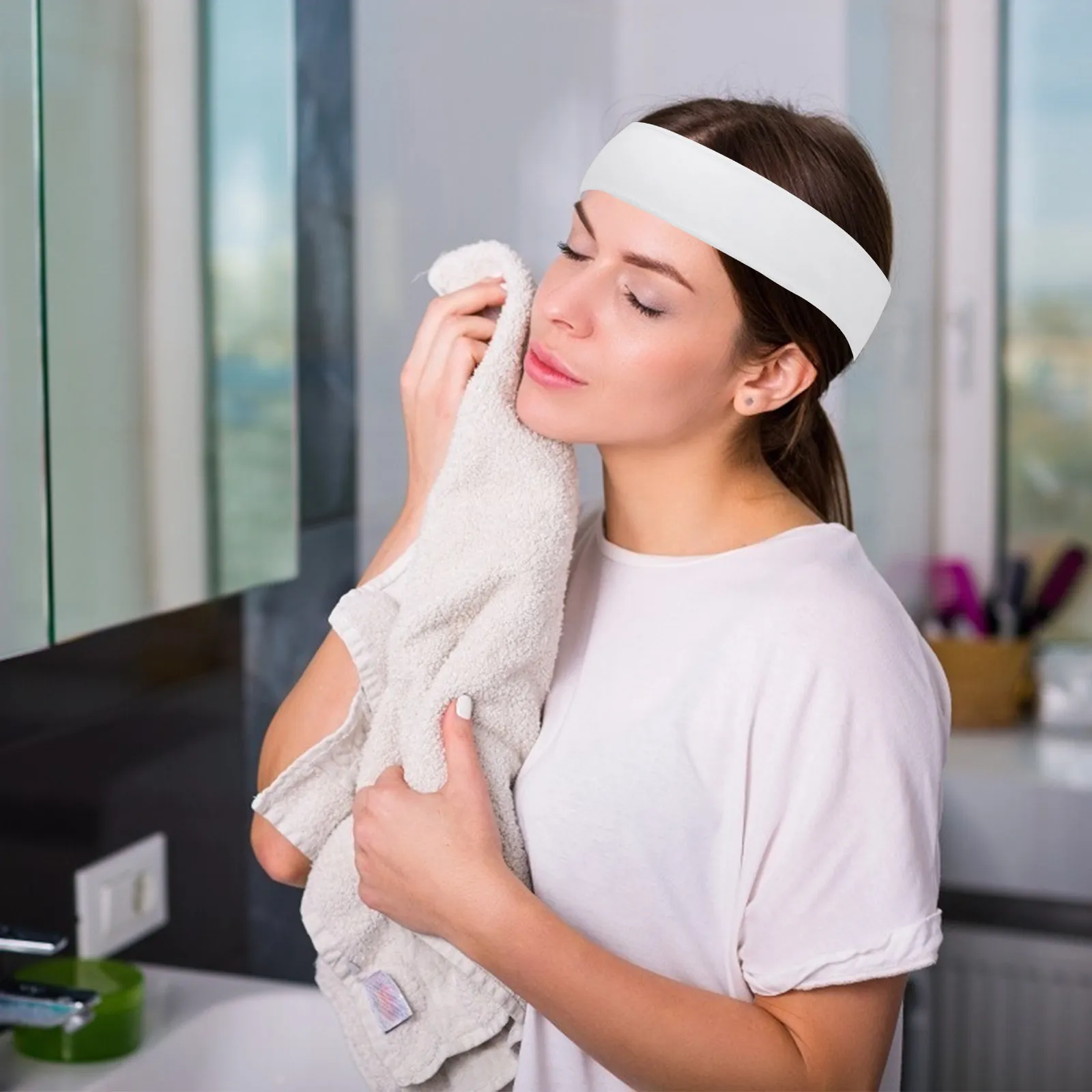 

48Pcs Spa Disposable Hairband Elastic Non-Woven Fabric Makeup Hair Band Face Wash Skin Care Headband Salon Use