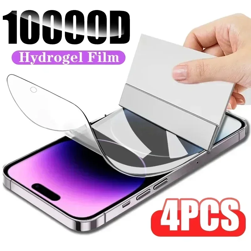 4Pcs Hydrogel Film For iPhone 15 14 13 12 11 16 Pro Max Mini SE 2022 2020 XR XS MAX Screen Protector For iPhone  8 7 6S Plus