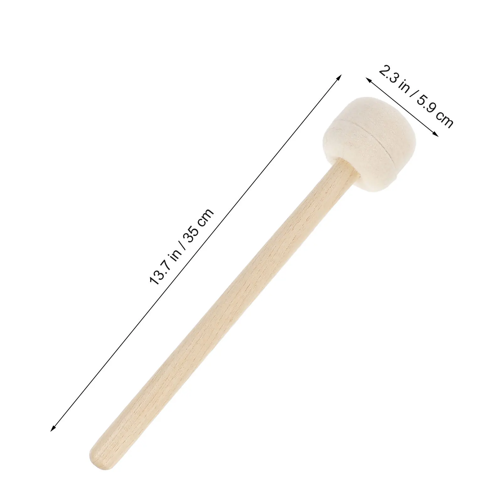 Bacchette per batteria da 2 pezzi, manico in legno, feltro di lana, martello per grancassa, strumento a percussione professionale, accessori musicali