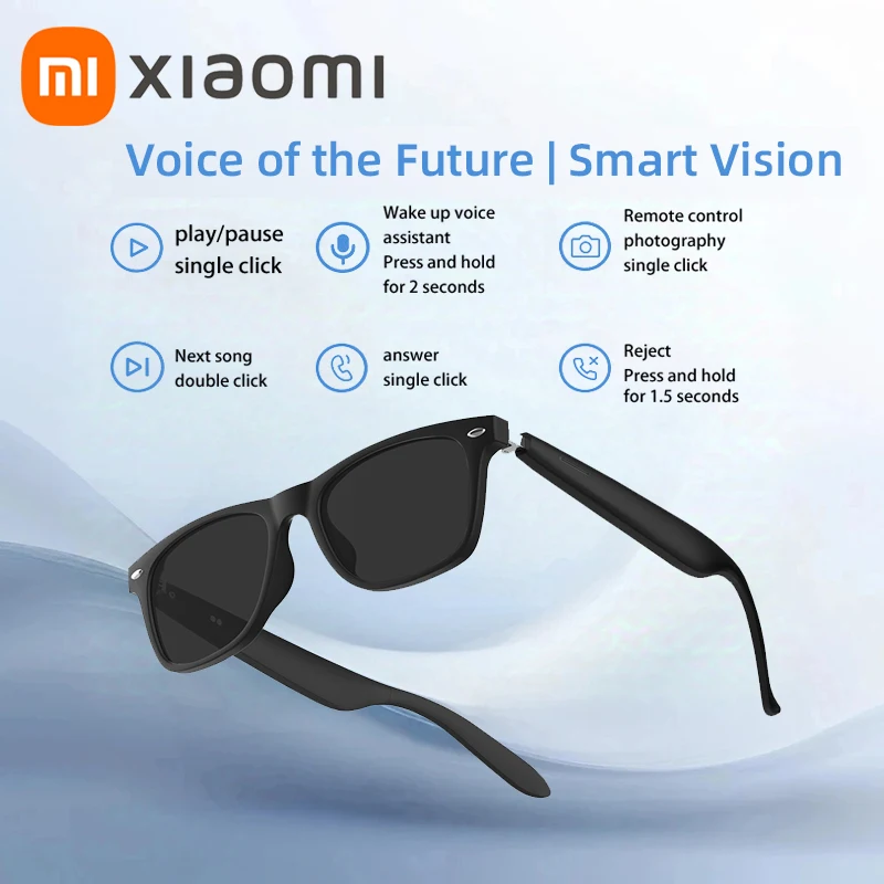 Xiaomi a01 óculos inteligentes bluetooth sem fio fones de ouvido multi funcional tradução em tempo real anti luz azul
