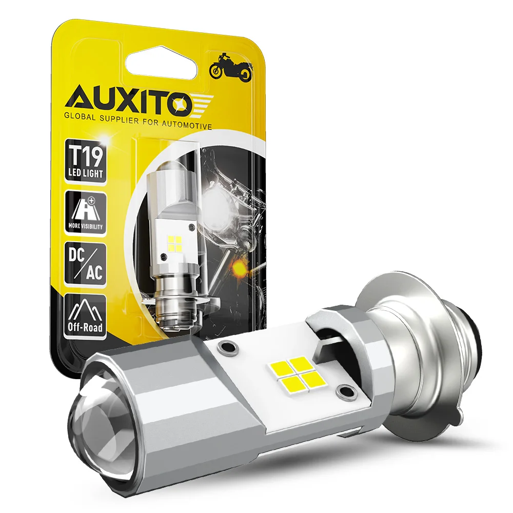 AUXITO P15D Projector LED Motorcycle Headlight Bulb 6500K White T19 LED Headlamps High Low Beam For Moto Motorbike ATV UTV 12V