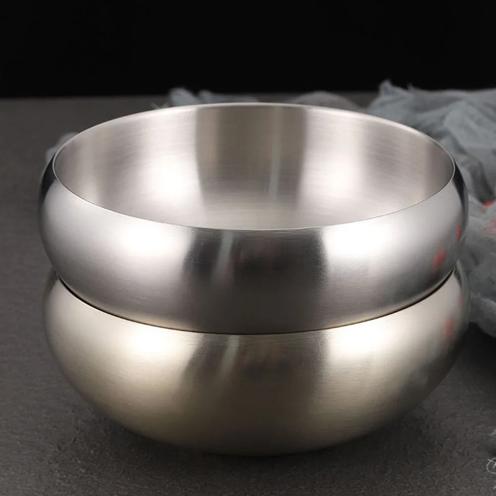 

Stainless Steel Rice Bowl Soup Container Kitchen Tableware Easy Clean Household Ramen Noodle Pasta Salad Grain Food