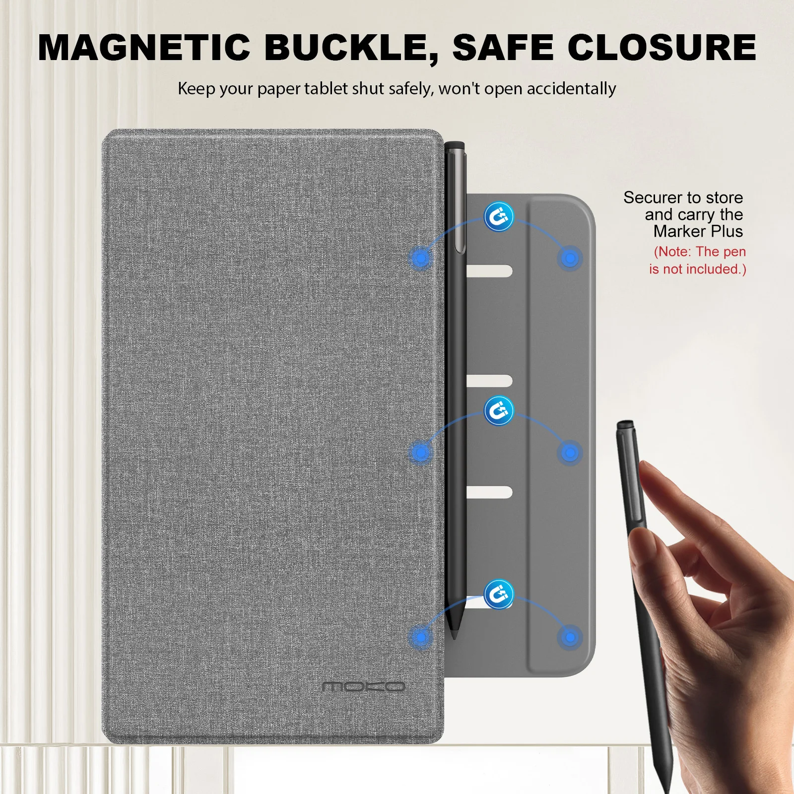 

Чехол MoKo для Remarkable Paper Pro Move 2025 7,3 дюйма, легкий ультратонкий магнитный чехол с широкой защитной застежкой для ручки, ремешок на руку