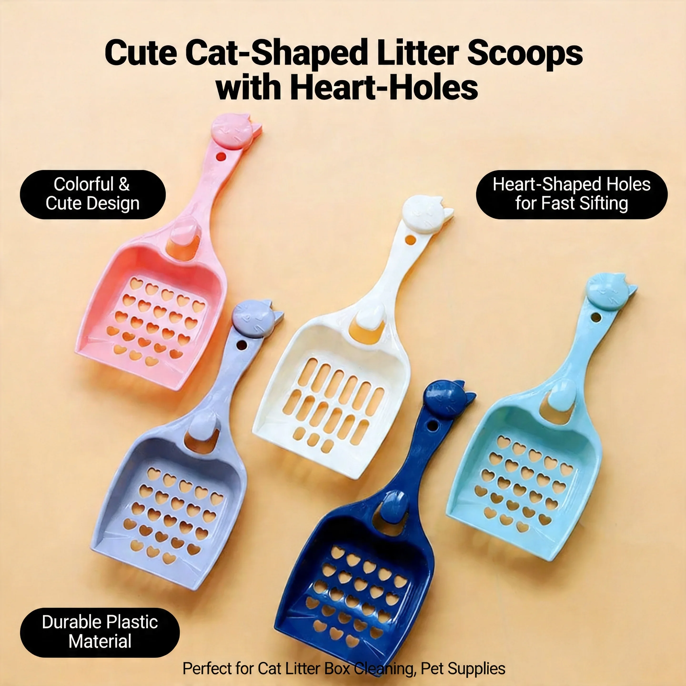 Hanging Cat Litter Scoop – Plastic Sand Shovel for Small Cats Litter Box, Cat Toilet Cleaning Tool, Pet Products for Daily Use