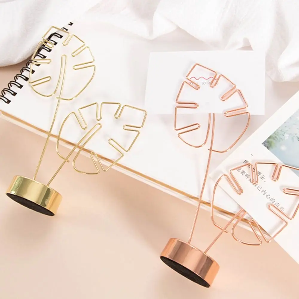 Rose Gold Turtle Back Leaf Sticky Note Clip Metal Leaf Vein Messege Stander Minimalism Photo Memo Card Clip Office Supplies