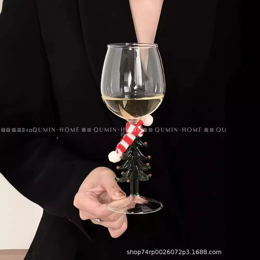 Creative cute, Christmas tree goblet ins windshield red wine glass champagne wine glass Christmas holiday gift