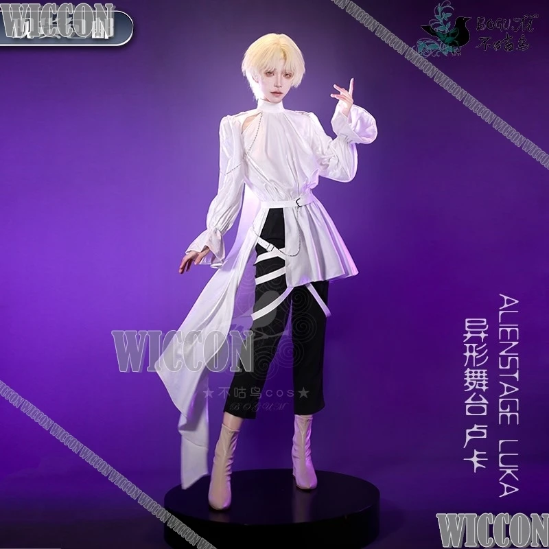 Alien Stage Luka Cosplay Costume pour homme, perruque, haut, pantalon, anime, idole, dos nu, jeu de rôle trempé, paupières, Halloween, carnaval, média, personnalisé