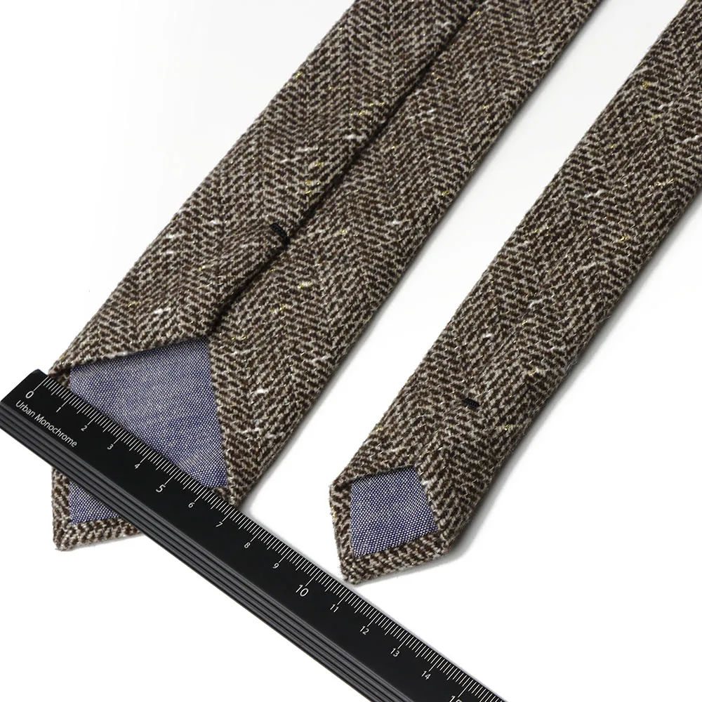 Winter Daily Men's Women's 7cm Wool Tie Black Herringbone Brown Stripe Necktie Wedding Party Business Office Gifts Accessories
