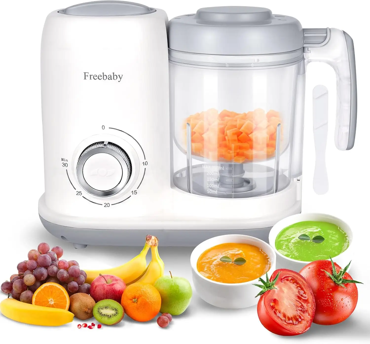 

4-in-1 Baby Food Maker, Steamer and Blender, Baby Puree Machine with Steam Basket, One Button Operation, BPA-Free
