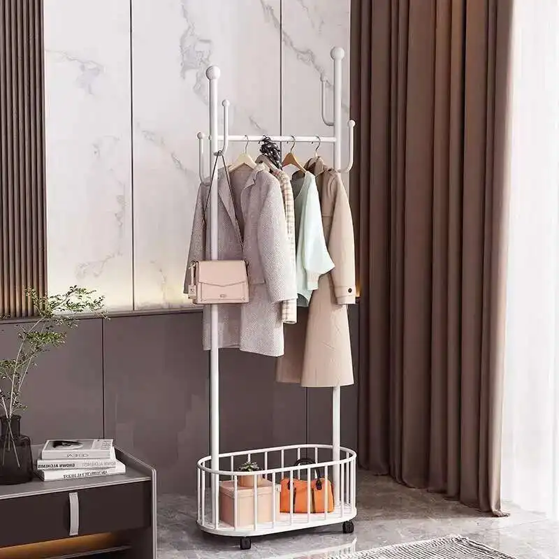 

Minimalist White Coat Rack Nordic Modern Designe Clothes Rack On Wheels Standing Floor Place Saving Perchero Pared Furniture