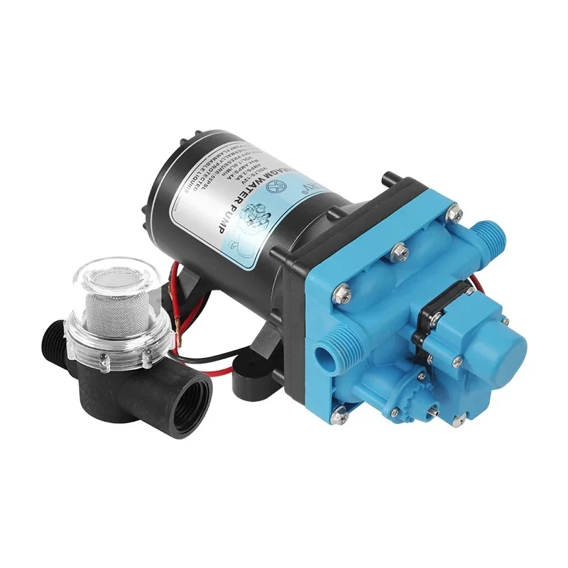 12V 7LPM RV Marine Water Pump with Strainer Filter Self Priming Water Pump for Home Washing RV Spraying Agricultural