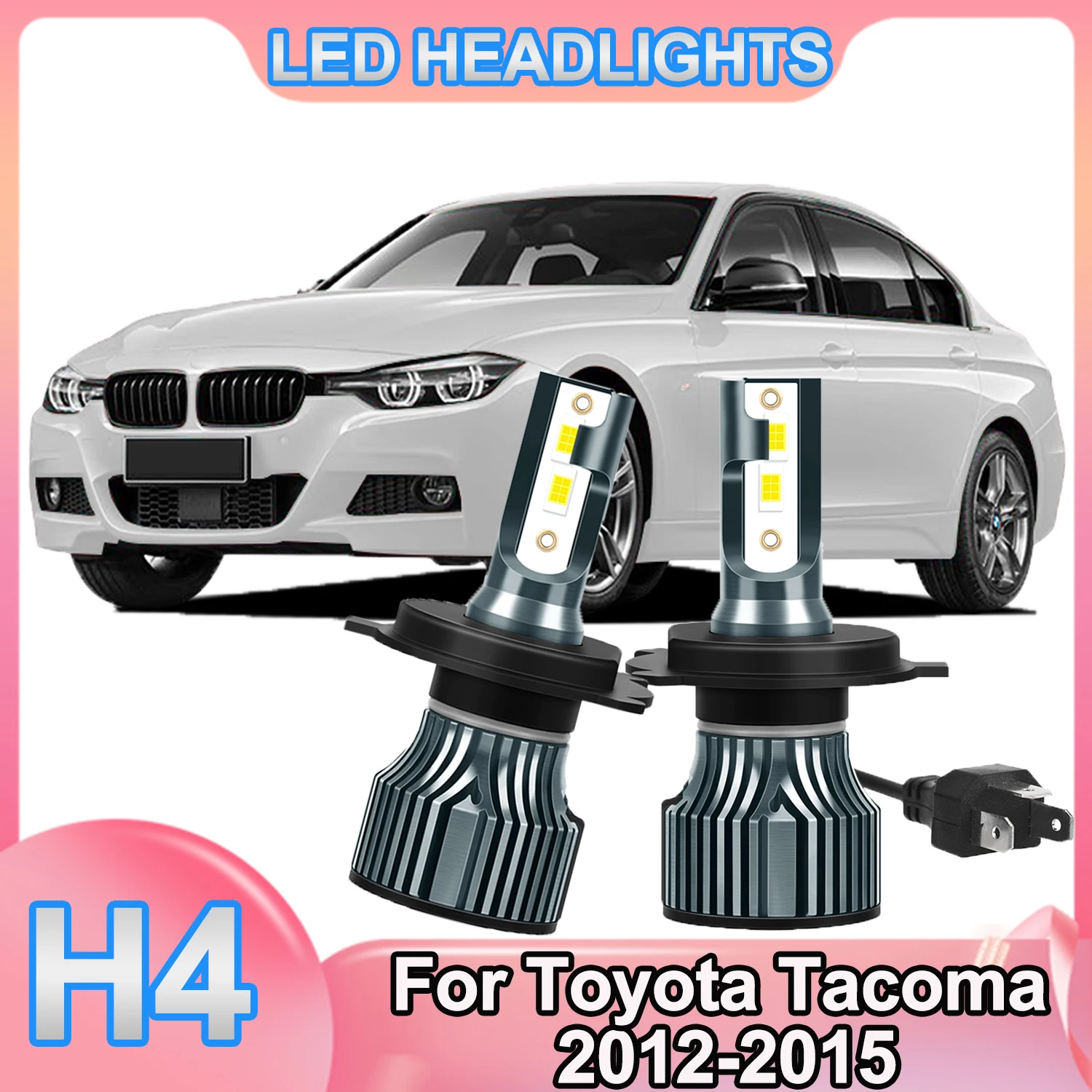 

Для Toyota Tacoma 2012-2015 комплект светодиодных фар H4 9003, белые лампы дальнего/ближнего света 6500K, высокая интенсивность 3570, чипы, налобная лампа