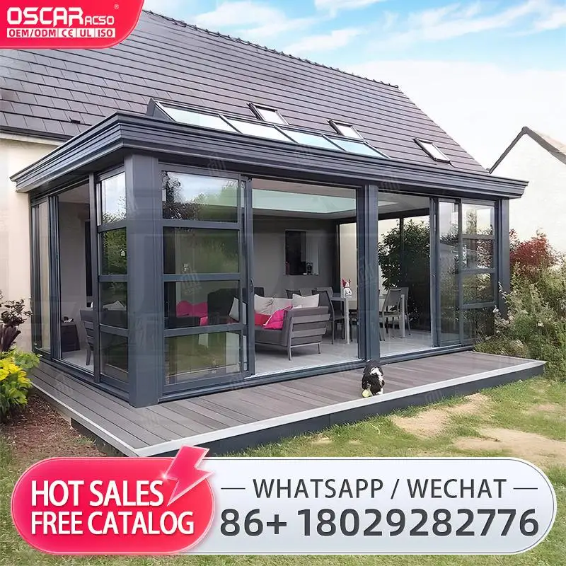 

Contemporary Outdoor Telescopic Aluminum Frame 4 Season Enclosure Sunroom for Garden Patio Backyard sunroom