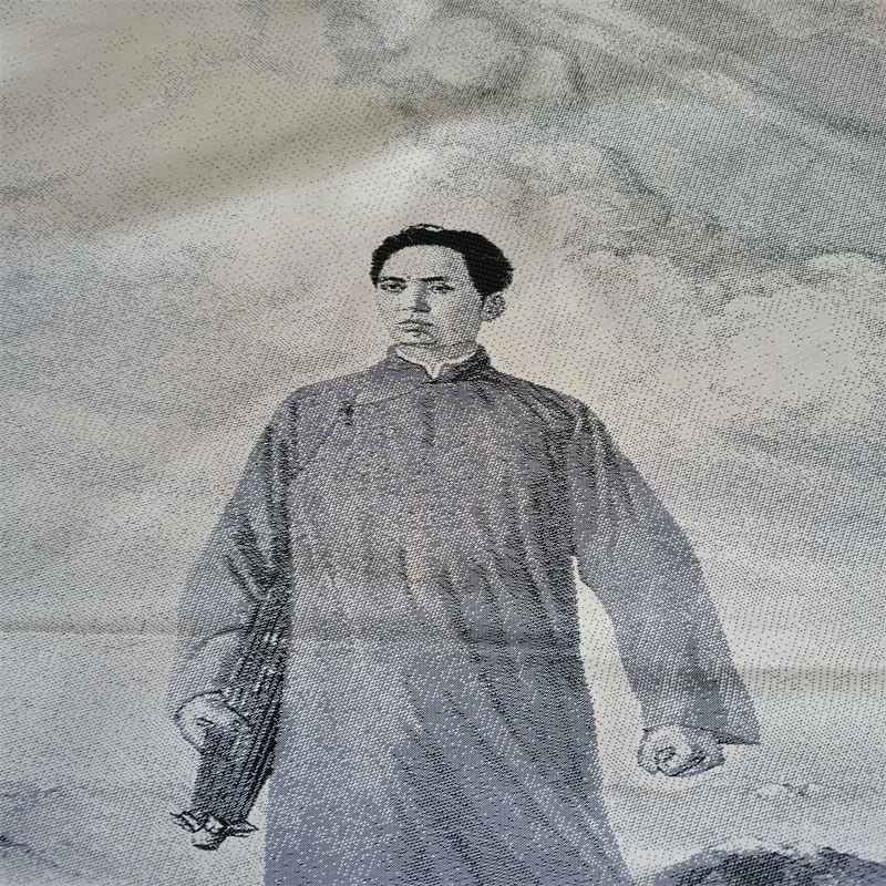 High-precision Old  silk embroidery Thangka Style Hanging Painting Black and white Portrait of During the youth period Chairman