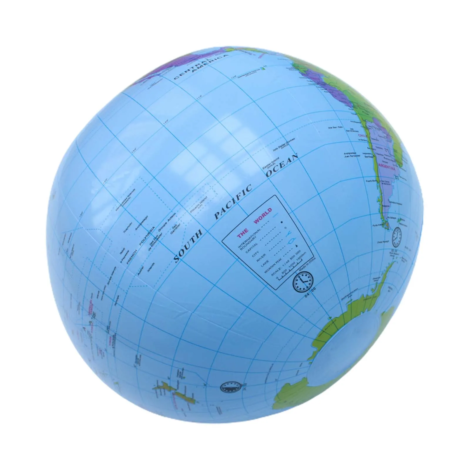 Inflatable Earth Globe Easy to Read Geography 40cm Globe Map Beach Ball for School Children Learning Playing Teacher Adult Kids