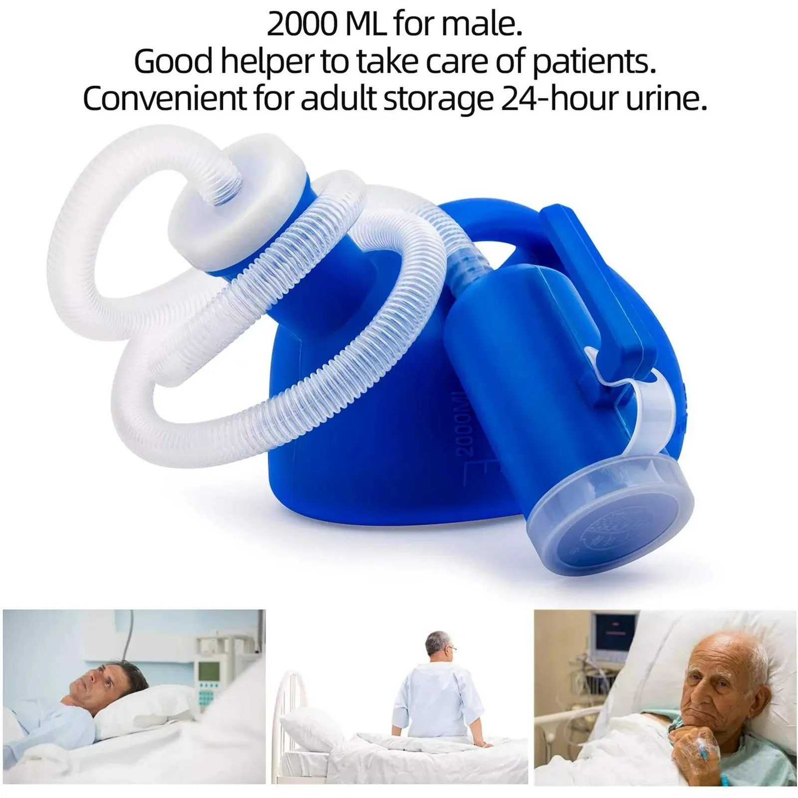 

Портативный писсуар для мужчин, многоразовая бутылка для мочи большой емкости 2000 мл, незаменимая вещь для кемпинга, поездок на автомобиле, вождения грузовика, использования у кровати.