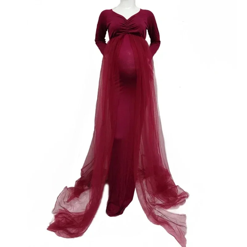 Vestido longo elástico de renda para maternidade, mulheres grávidas, fantasia fotográfica, vestido maxi, gravidez, chuveiro, festa, foto