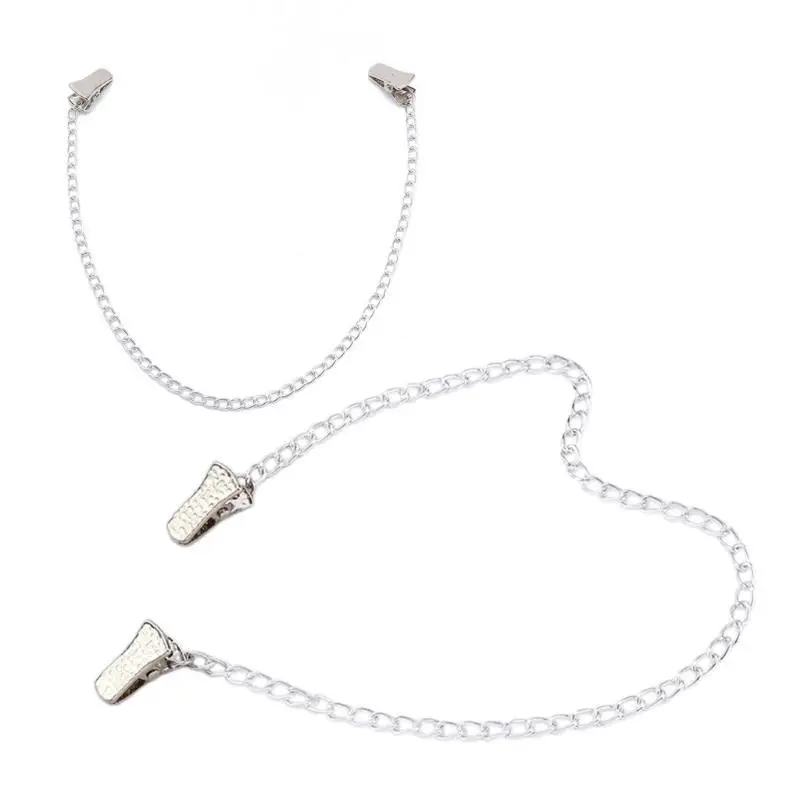 652F 2 قطعة سلسلة سترة الحديد كليب سلسلة الملابس المعدنية لمرفق ملحقات آمنة سهلة الاستخدام سلسلة تي شيرت فضي اللون #3