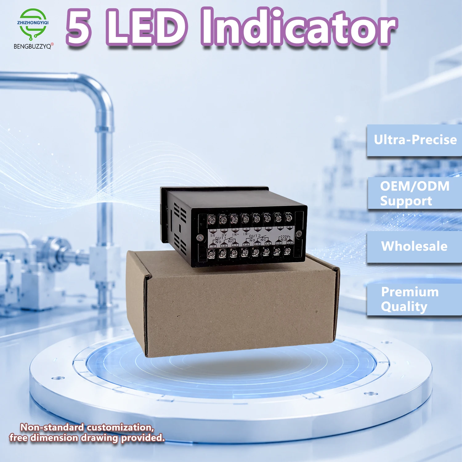 5-Digit Weighing Controller High Brightness LED Force Indicator 220V 2 Relay Output for Load Cell Sensor 96x48mm