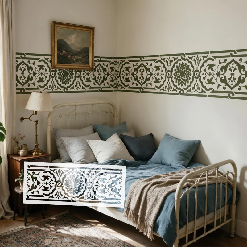 57cm - 114cm Stencil For Painting Stencils Walls Decorative Custom Botanical Large Wall Damask Border Baroque Rococo S453