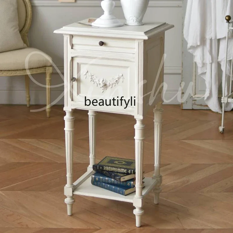 

French retro bedside table master bedroom cream wind edge few American storage rack corner few