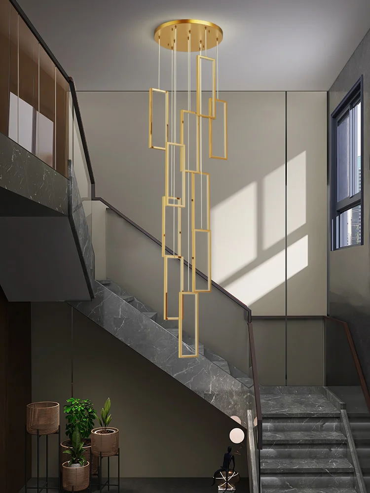 Staircase chandelier personality creative villa loft chandelier minimalist led lamps simple modern