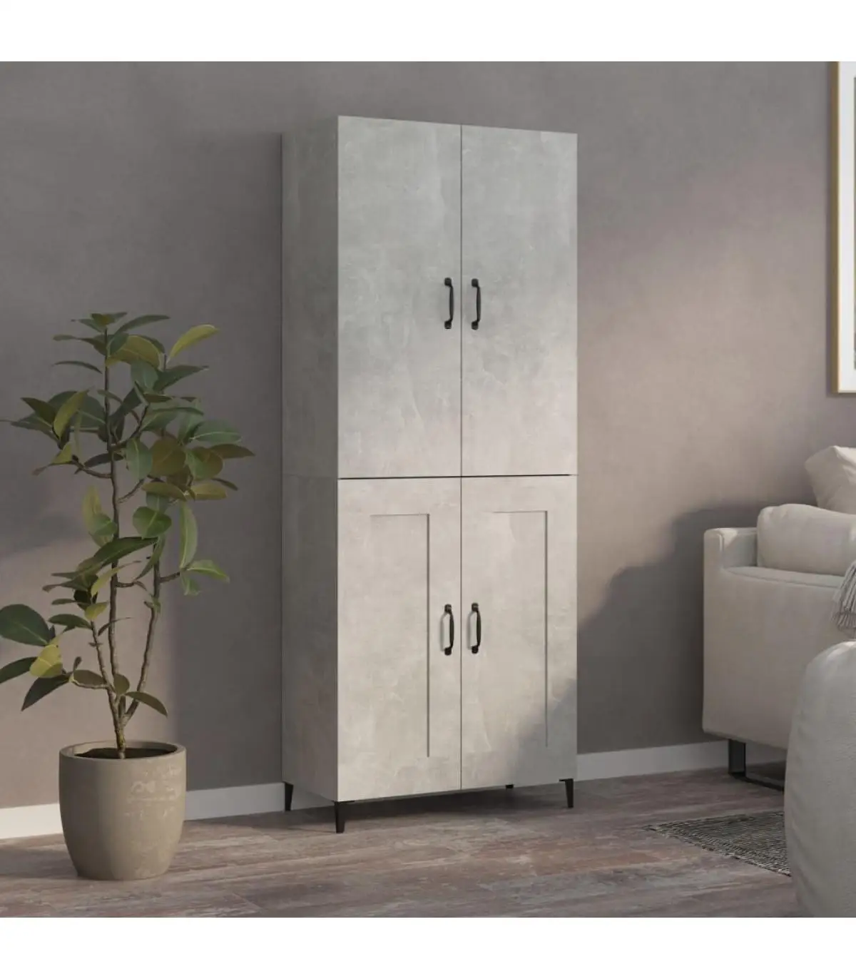 Sideboards high sideboard concrete gray plywood 70x34x180 cm