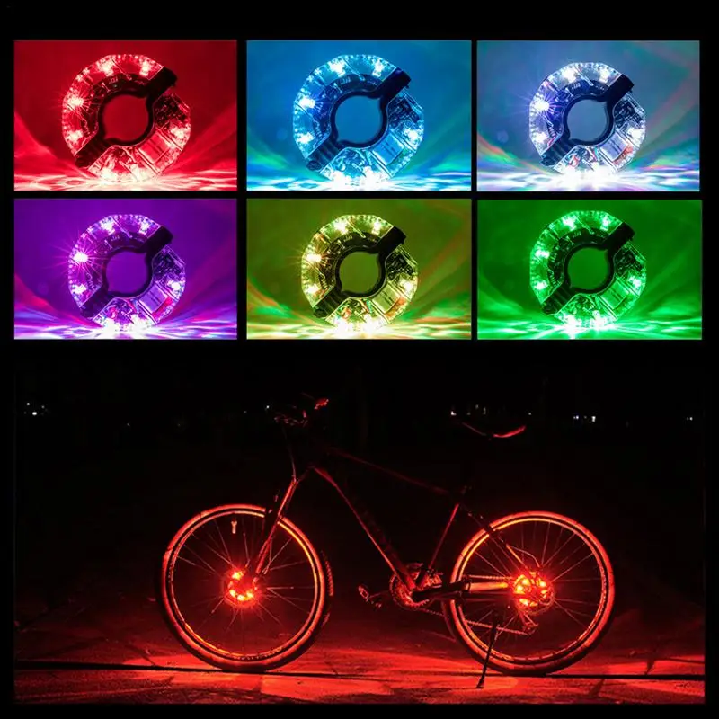 LED Rechargeable Bike Wheel Hub Lights Waterproof USB RGB Colorful Bicycle Spoke Lights For Safety Warning And Decoration