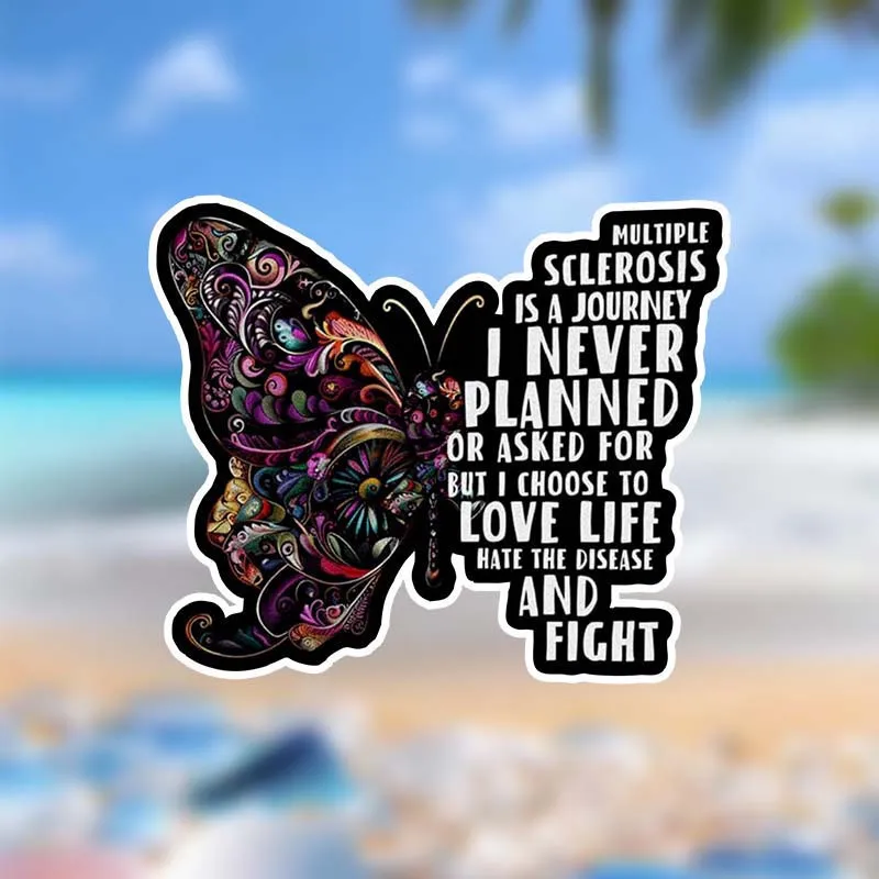 1pc Multiple Sclerosis Awareness Butterfly Vinyl Sticker, Matte Inspirational Decal for Car Helmet Laptop Phone Tumbler