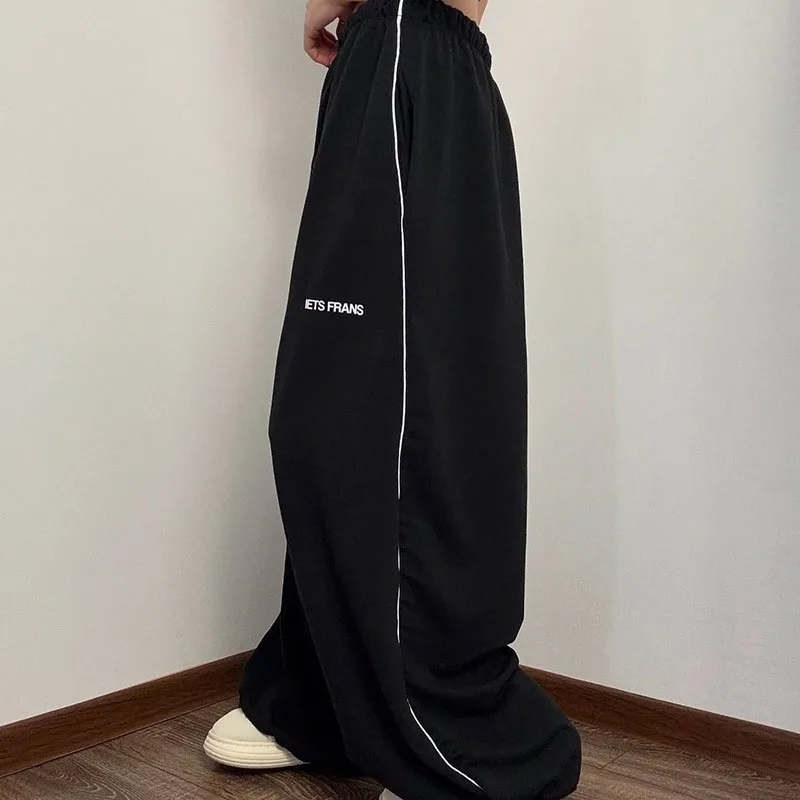 가을 스트리트 스웨트팬츠 Y2K 감성 슬랙스 한국 K-pop 패션 개성있는 레터링 자수 캐주얼 루즈 와이드 레그 팬츠