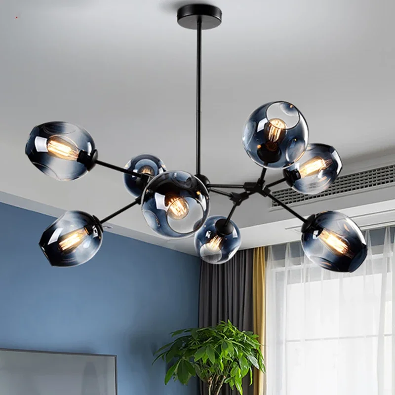 Modern LED Chandelier Lighting For Home Hanging Pendant Lamps Restaurant Dining Glass Chandeliers Decor Indoor Fixture