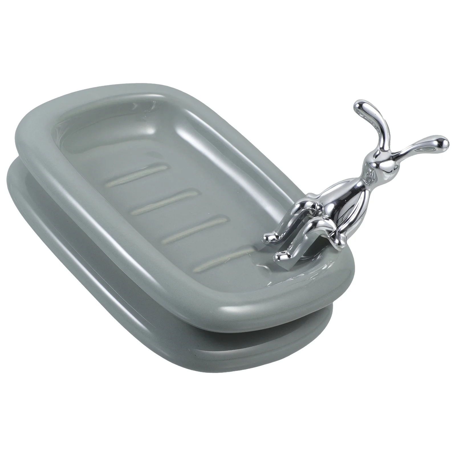 

Ceramic Small Rabbit Soap Dish Adorable Design Countertop Bathroom Tray Multi Functional Use Soap Dish Bathtub Decor