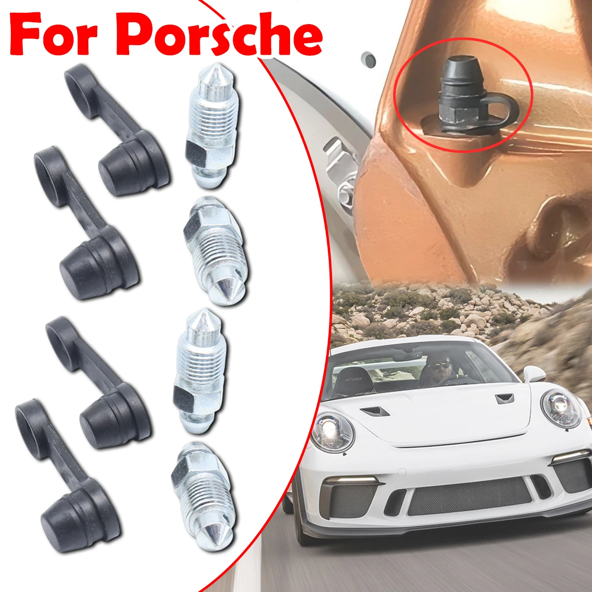 

Rear Bleeder Valves and Rubber Dust Caps Left Right Caliper Bleed Nipple Screw Repair Kit For Porsche 911 Boxster 987Cayman 981