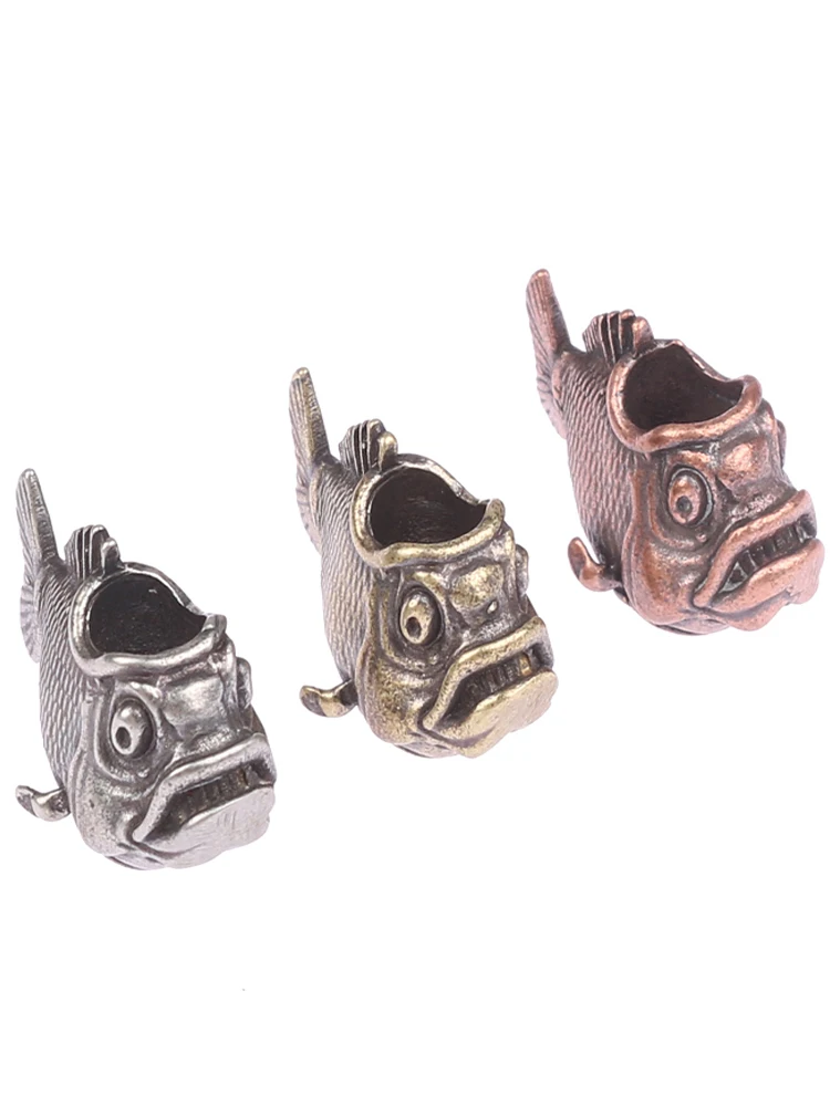 1Pc Brass African Piranha Knife Beads Flashlight Pendants DIY Retro Outdoor Tool Paracord Beads Fish Charms Accessories